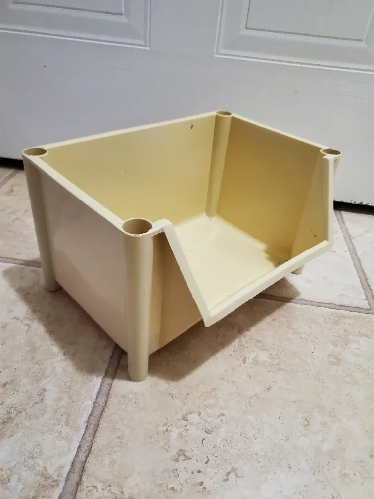 Beige Plastic Storage Bin
