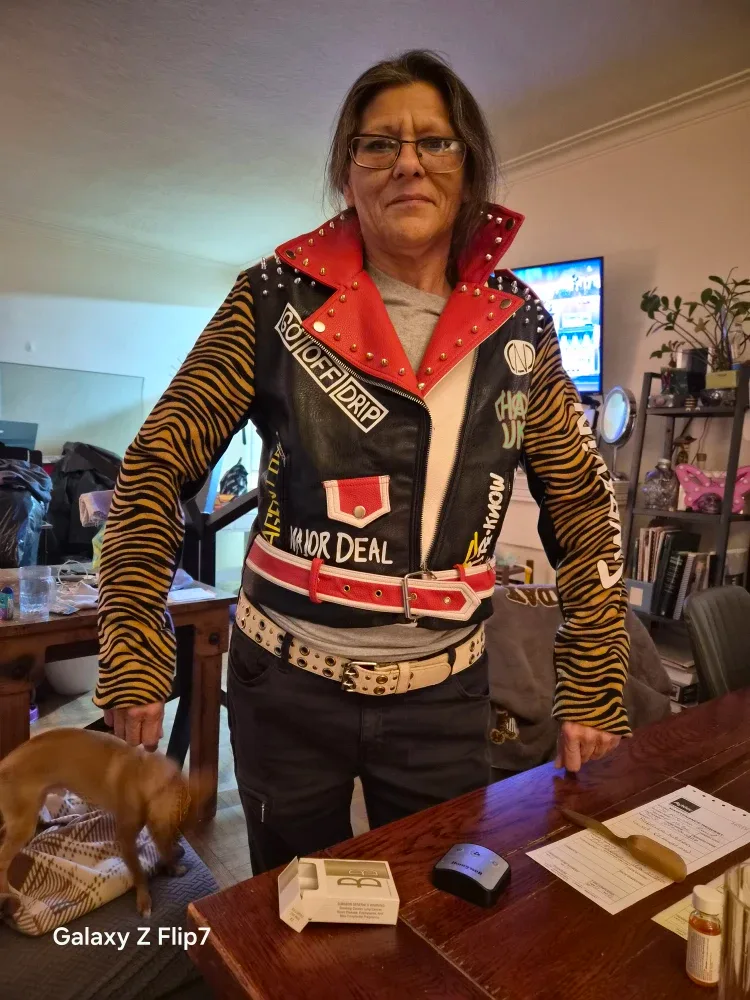 Custom Leather Jacket - Drippin' & Minor Threat Design image indicator(2)