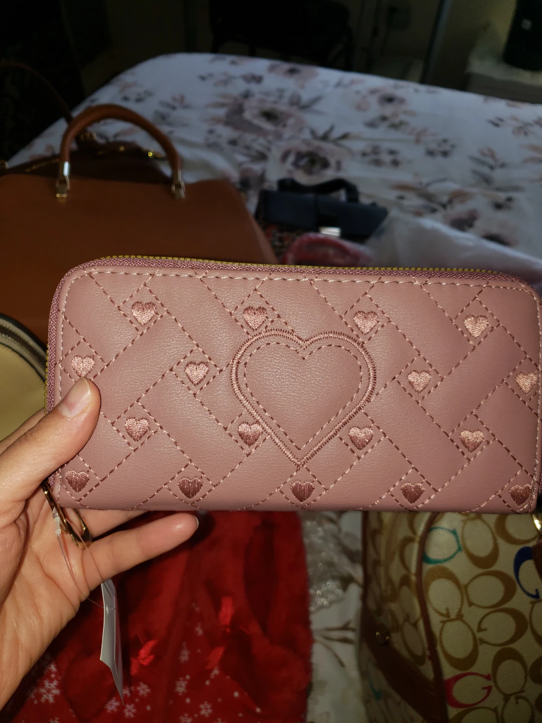 Heart Design Wallet - Mauve