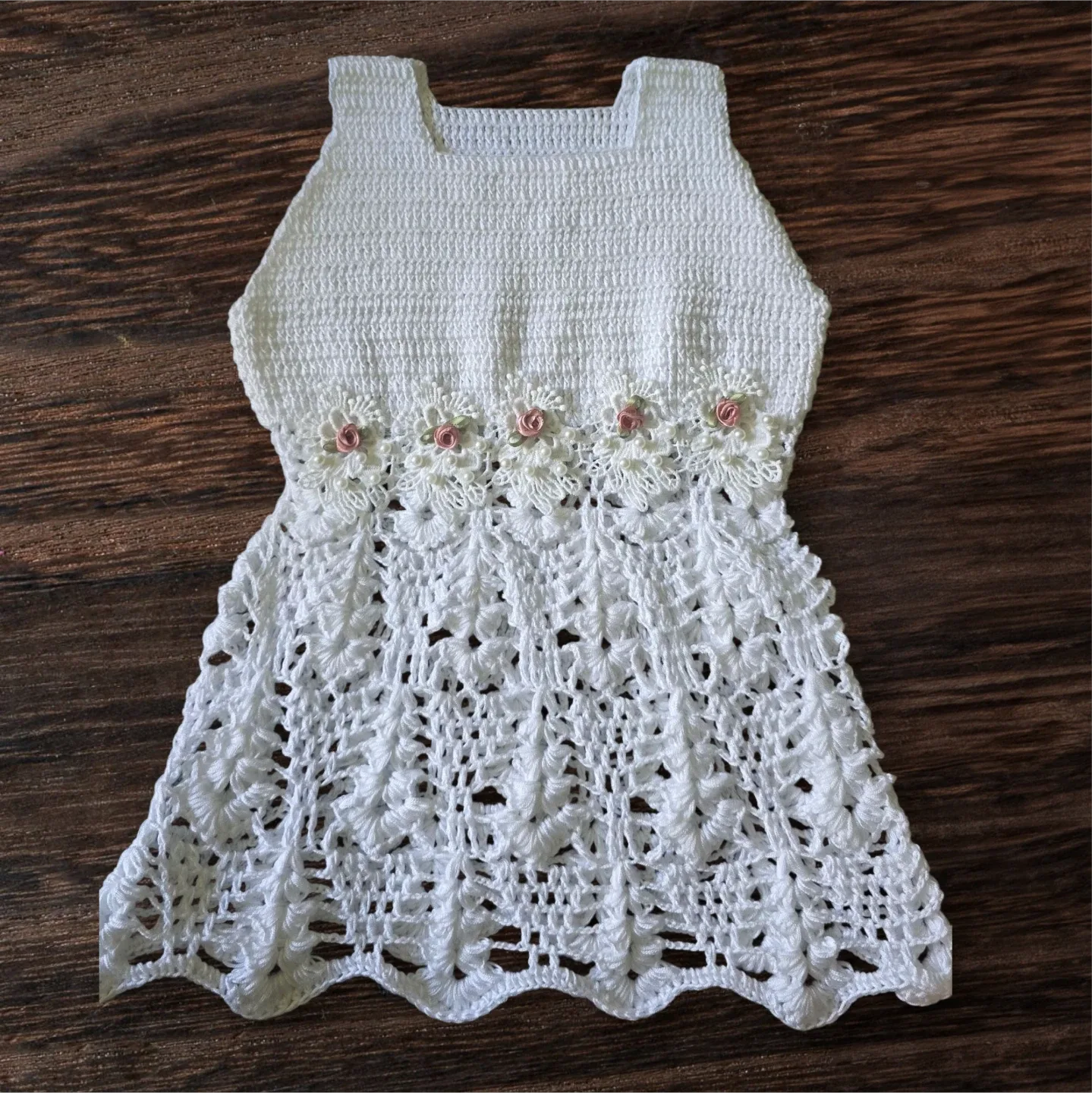 Handmade White Crochet Dress image indicator(4)