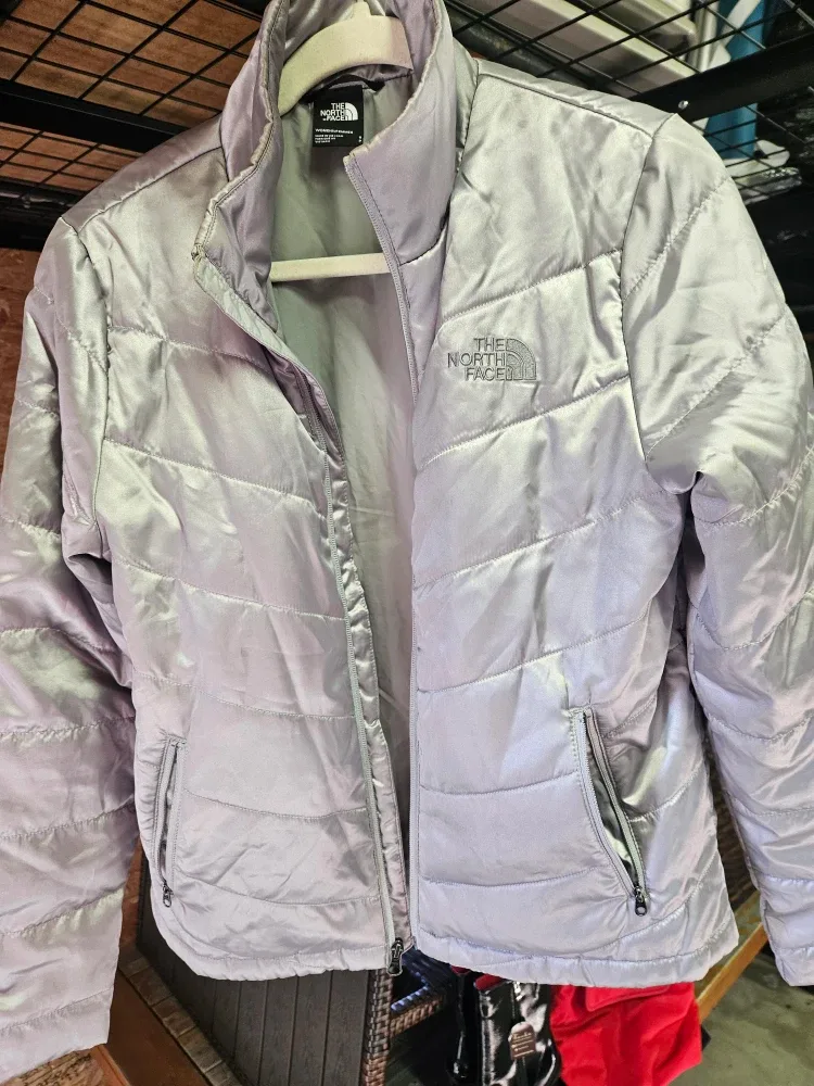 The North Face Silver Puffer Jacket - Size Small