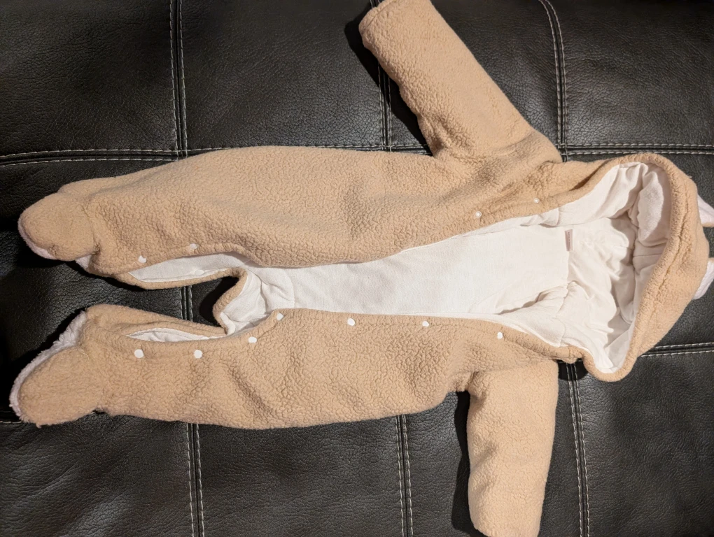 Beige Fleece Baby Bunting Suit