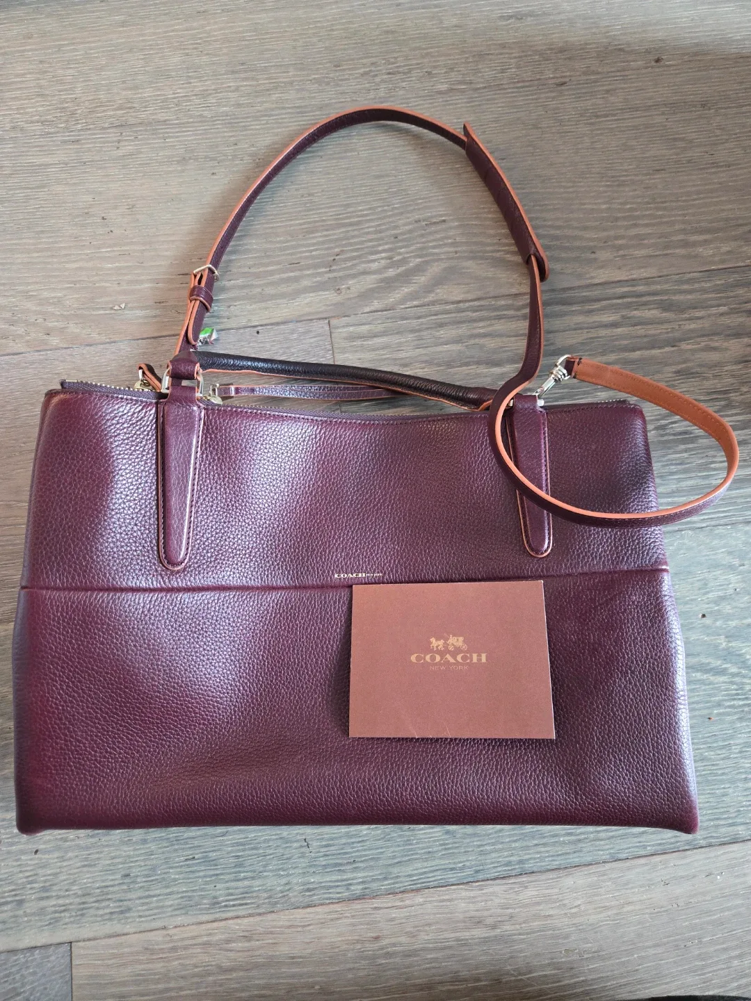 Coach Leather Tote Bag - Burgundy thumbnail