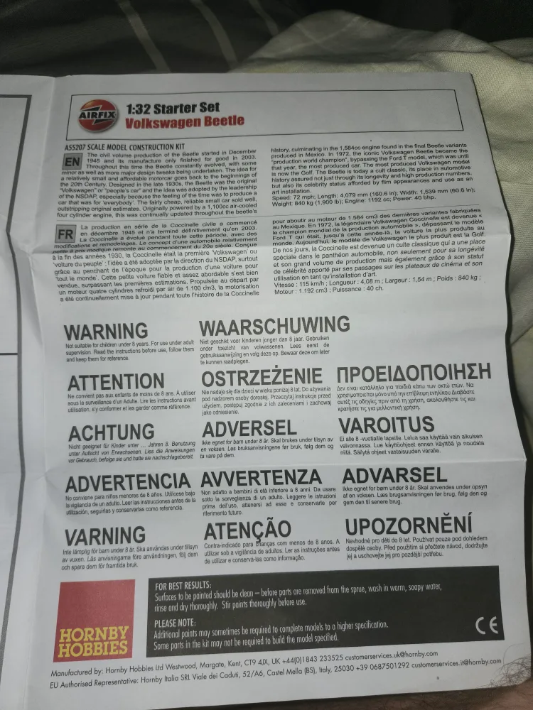 Airfix 1:32 Volkswagen Beetle Starter Set image indicator(4)