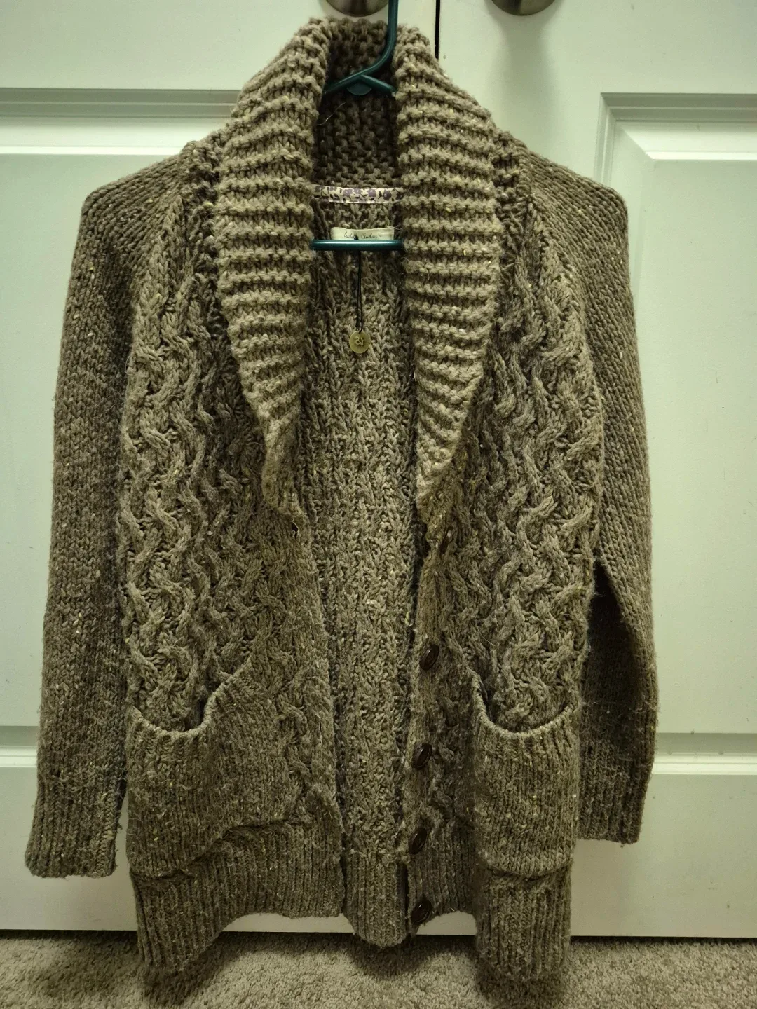 Anthropologie Isabel Sinclair Brown Knit Cardigan size Small image indicator(4)