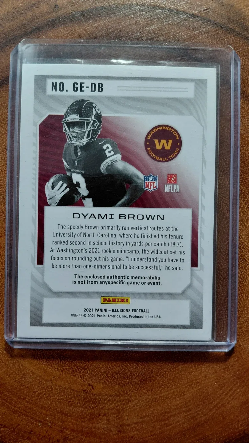 Dyami Brown Rookie Jersey Patch - Washington Football Team image indicator(2)