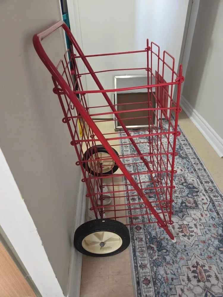 Sunday Sun Red Metal Rolling Cart image indicator(3)