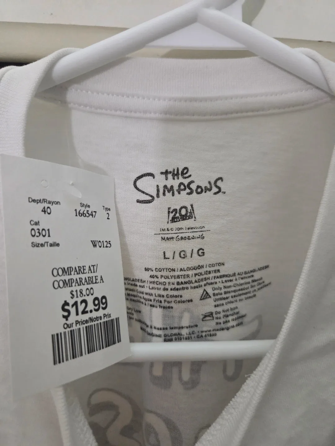 The Simpsons White T-Shirt - Size Youth L image indicator(3)