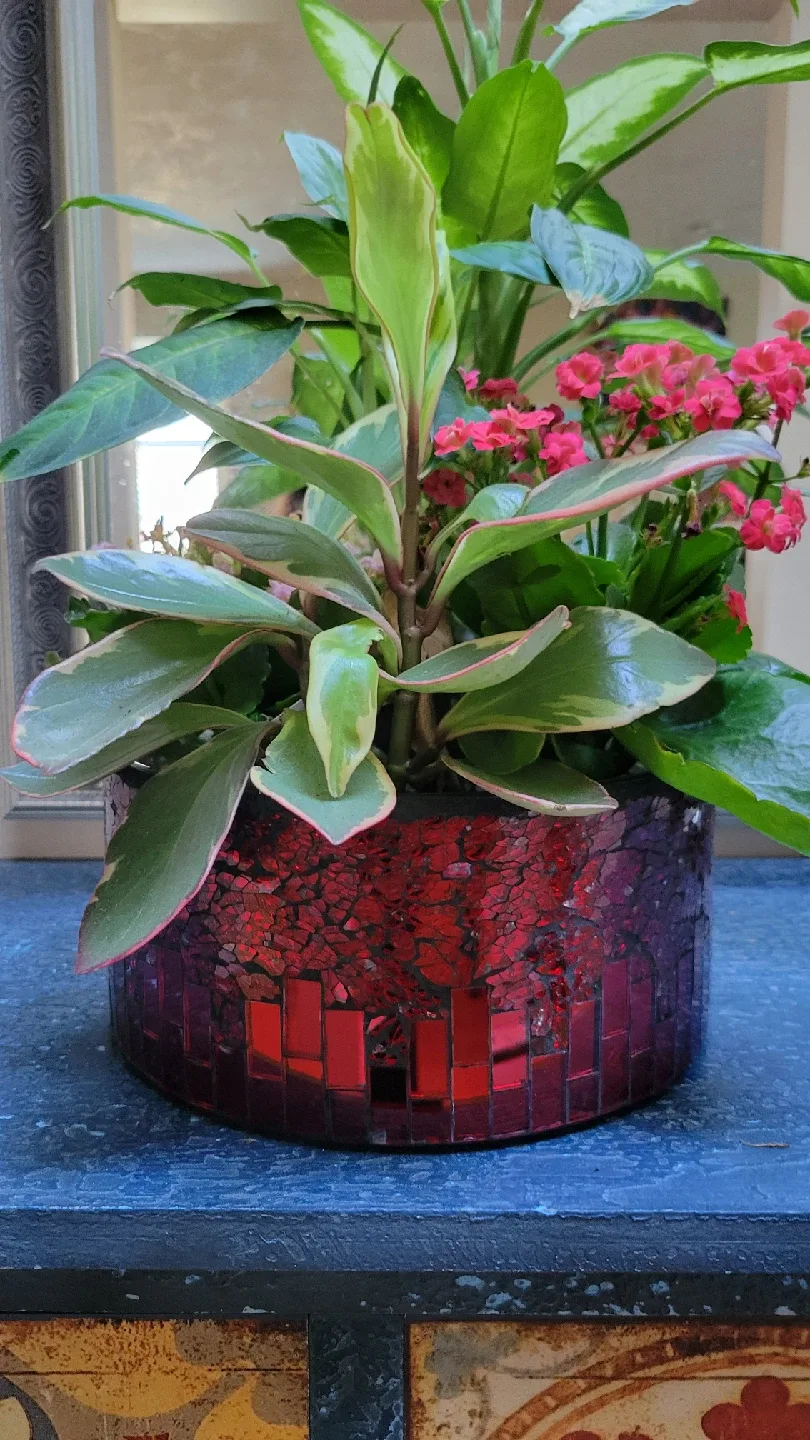 Handcrafted 9.50" Glass Mosaic Plant Pot Or General Purpose Bowl