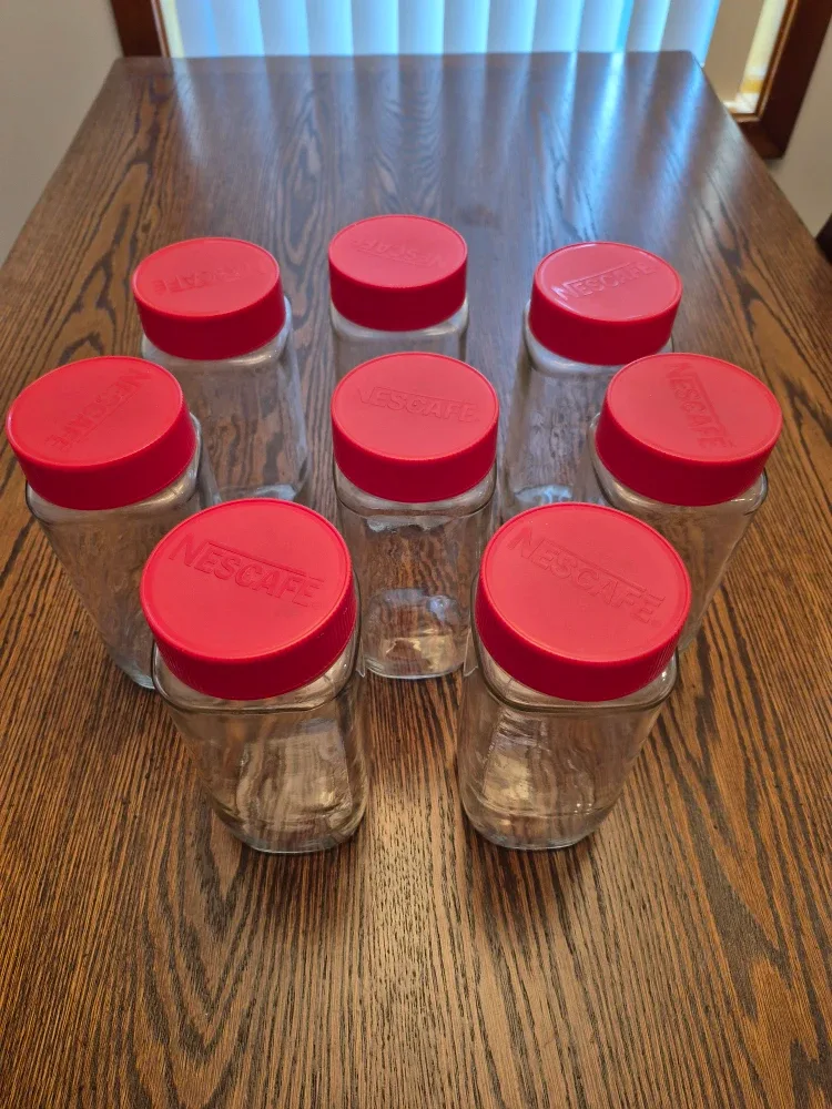 Set of 8 Vintage Nescafe Jars (Large) ➕ Bonus Mini Jar image indicator(4)