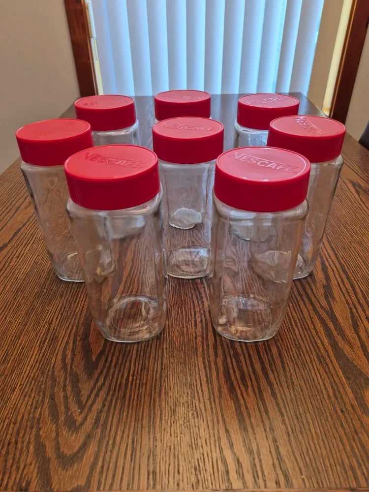 Set of 8 Vintage Nescafe Jars (Large) ➕ Bonus Mini Jar image indicator(5)