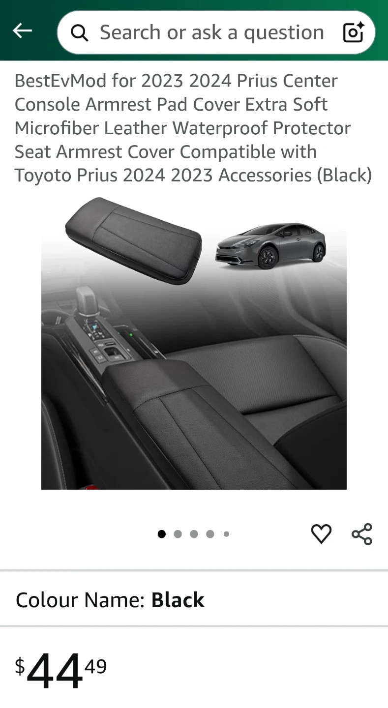 BestEvMod Prius Centre Console Armrest Pad - Black
