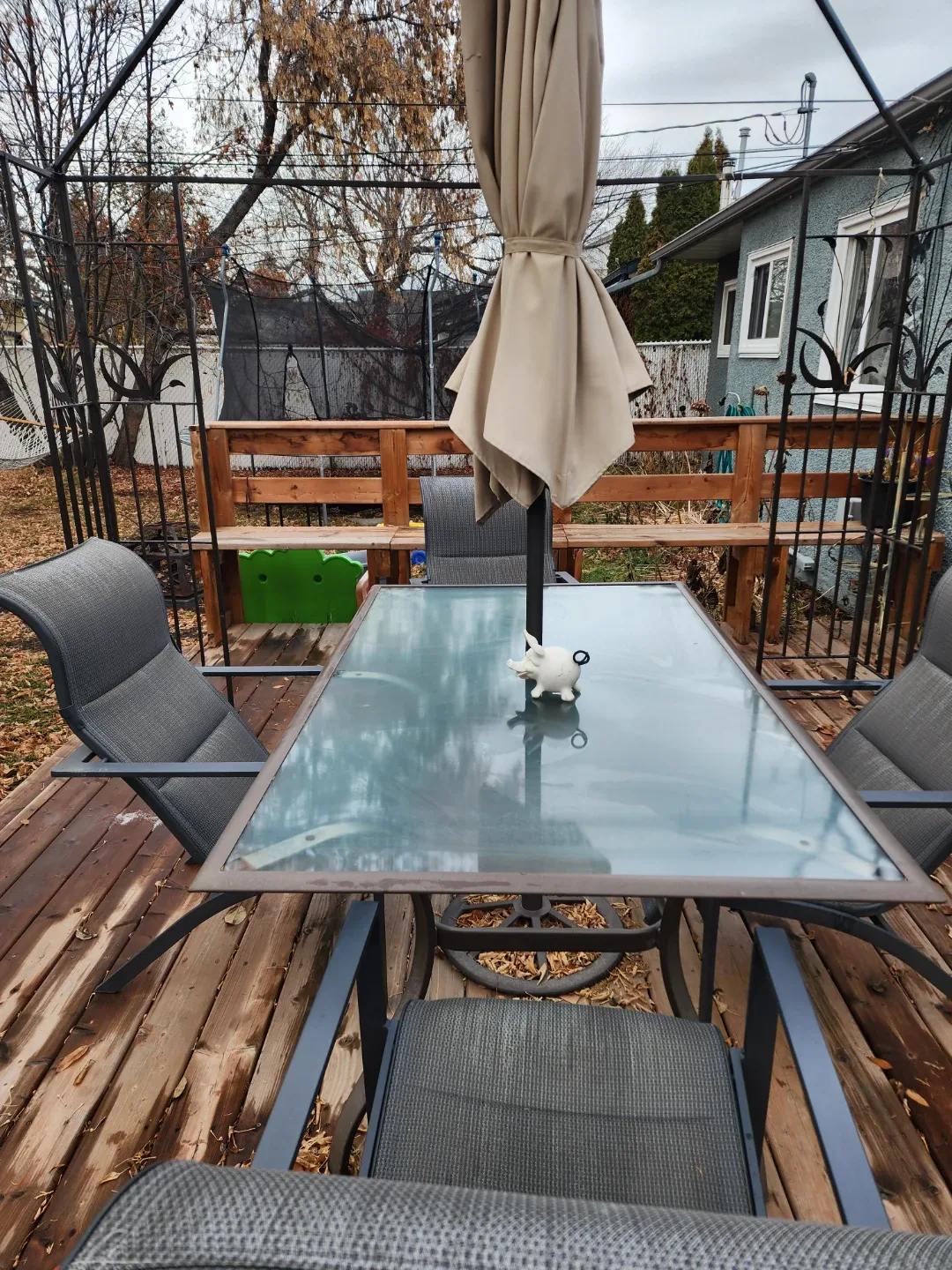 Patio Table & 4 Chairs - Glass Top, umbrella,  gazebo image indicator(2)