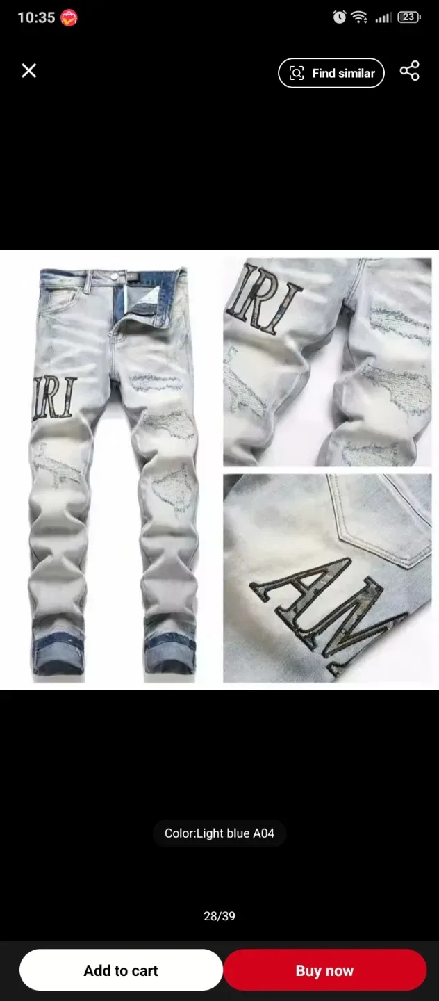AMIRI Distressed Light Blue Jeans thumbnail
