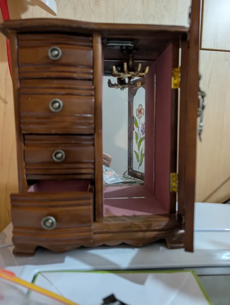 Wooden Jewelry Box with Drawers & Door image indicator(2)