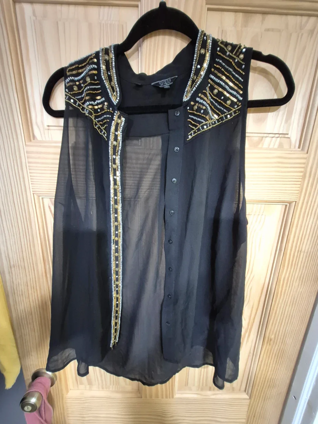 GUESS Embroidered Sleeveless Blouse  size XL