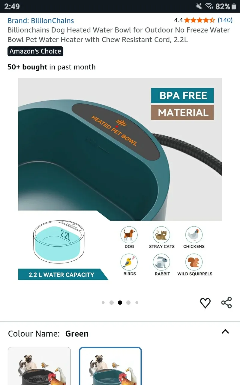 🆕 Billionchains Heated Water Bowl - Retails $35.99+Tx image indicator(4)