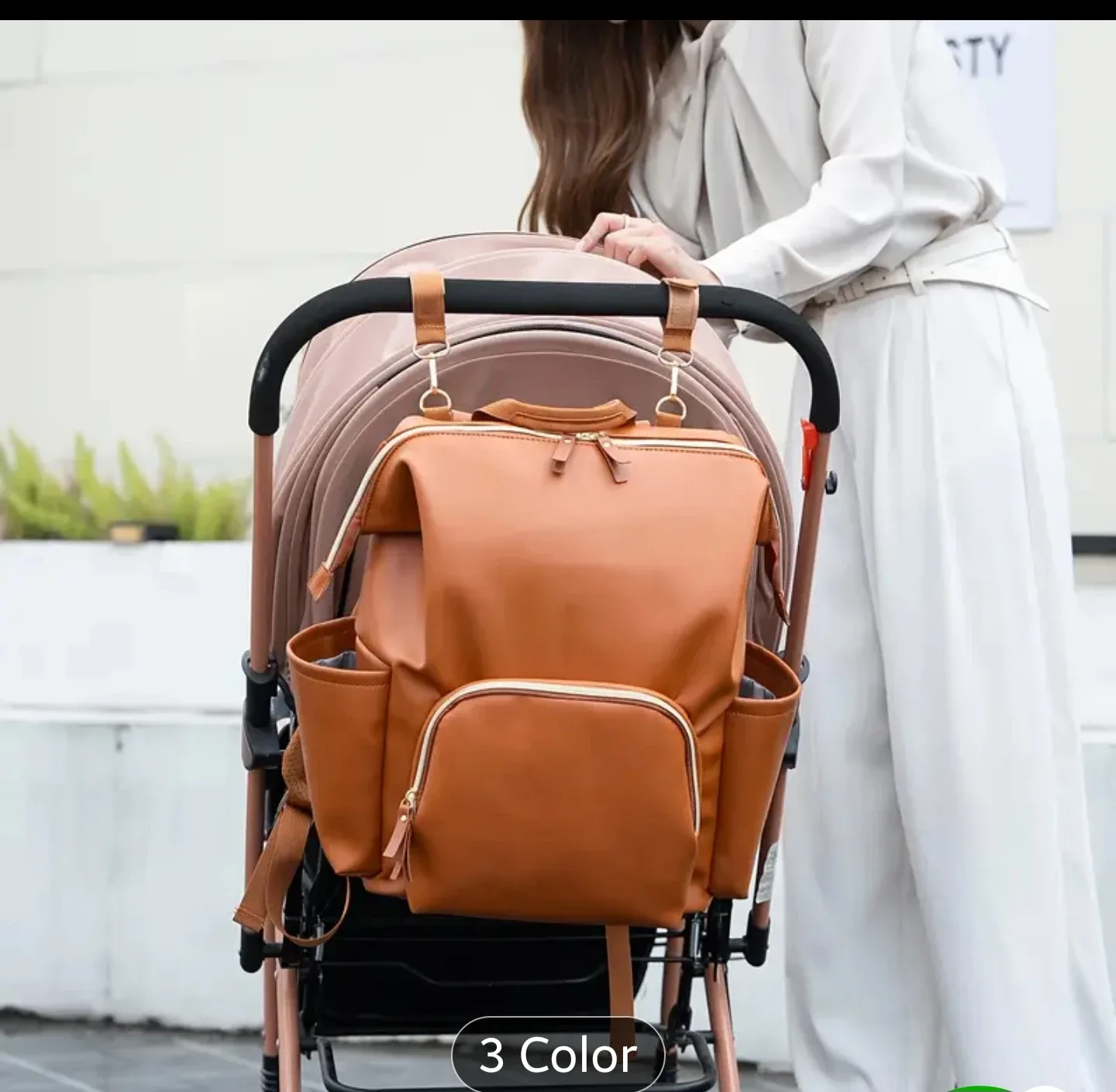 Light Brown Diaper Bag Backpack image indicator(2)