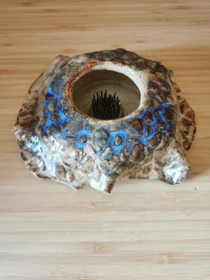 Vintage Japanese Ikebana Vase With Flower Frog