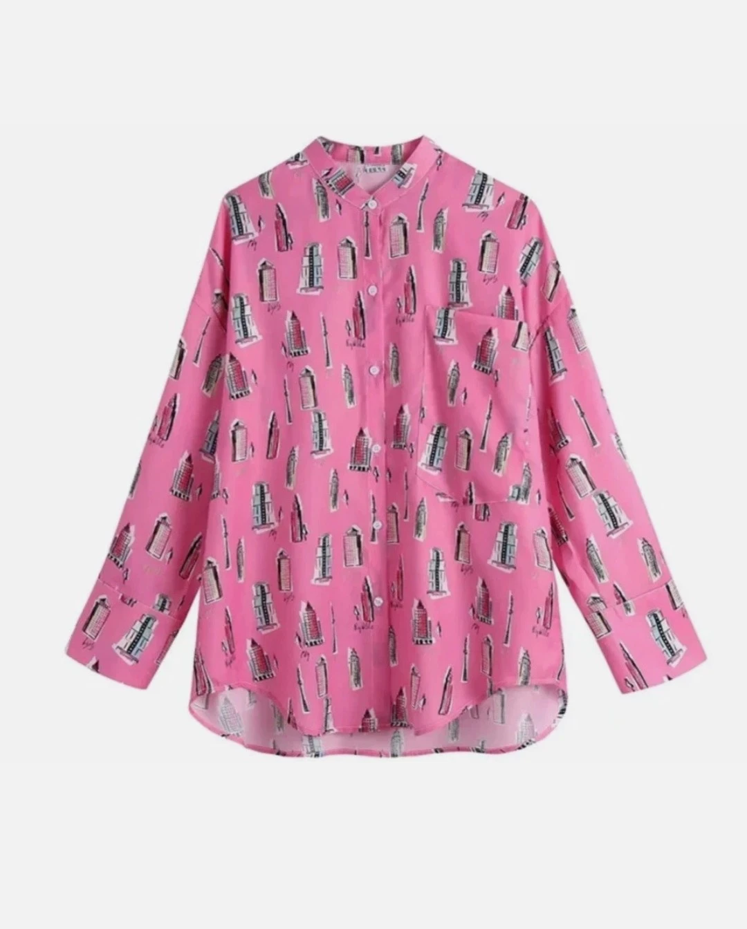 Zara Pink City Print Blouse