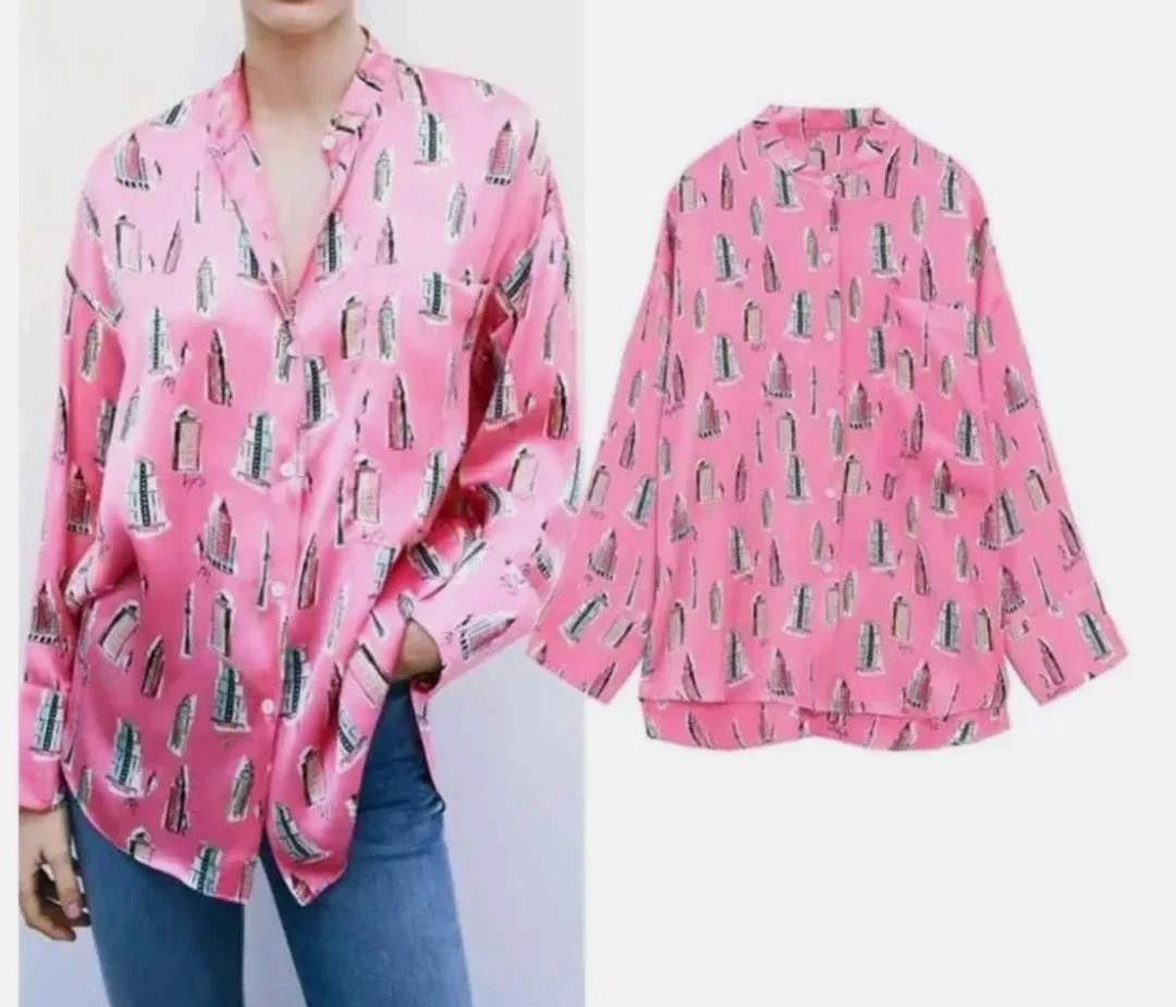 Zara Pink City Print Blouse image indicator(2)