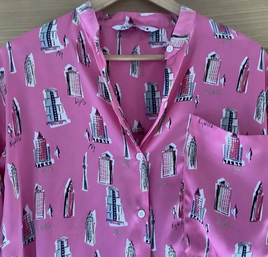 Zara Pink City Print Blouse image indicator(4)