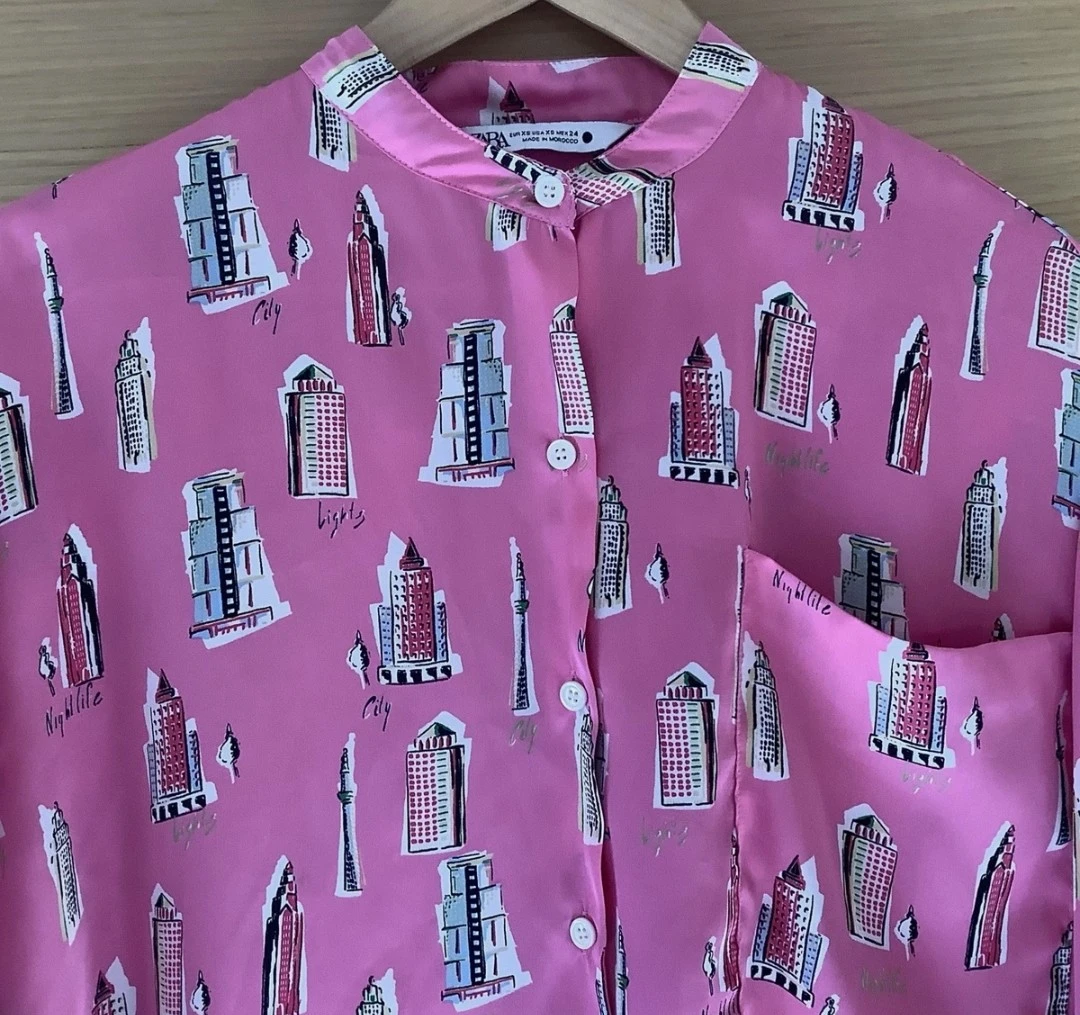 Zara Pink City Print Blouse - photo 5
