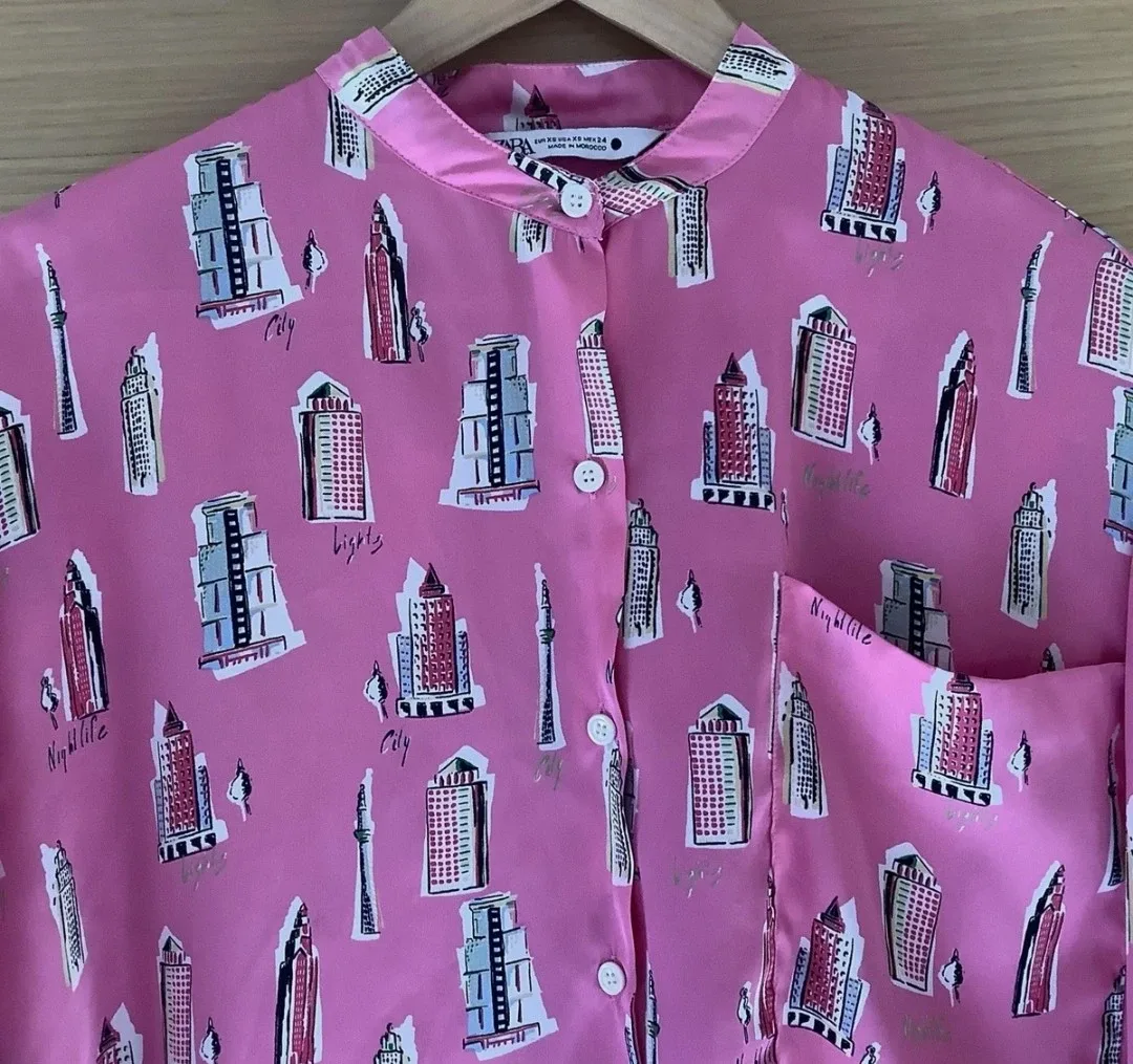 Zara Pink City Print Blouse image indicator(5)
