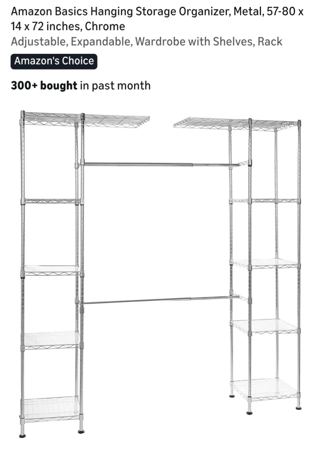 Amazon Basics Hanging Storage Organizer, Chrome image indicator(7)
