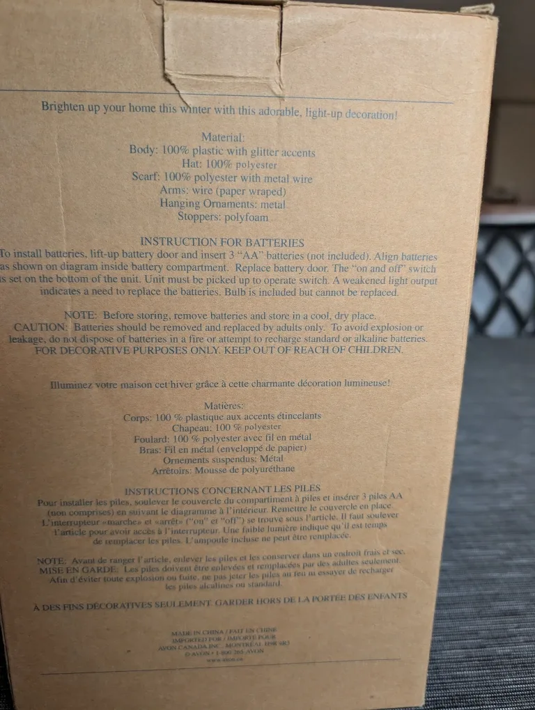 Avon Gift Collection Snowman Figurine image indicator(3)