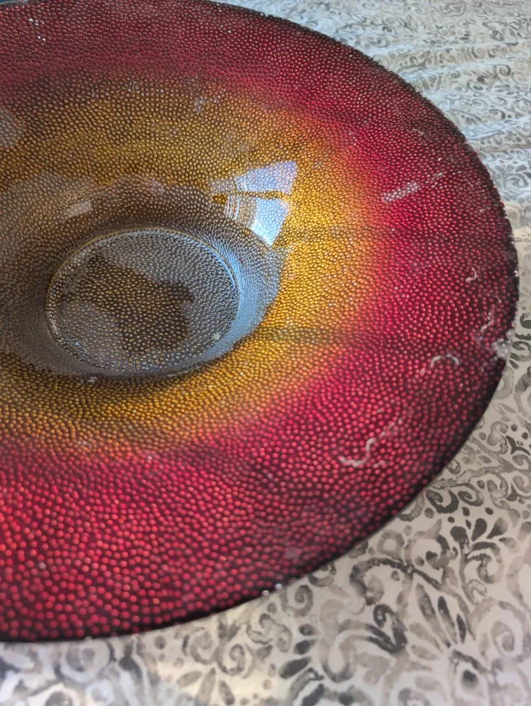 Decorative - Red/Gold textured - Glass Bowl