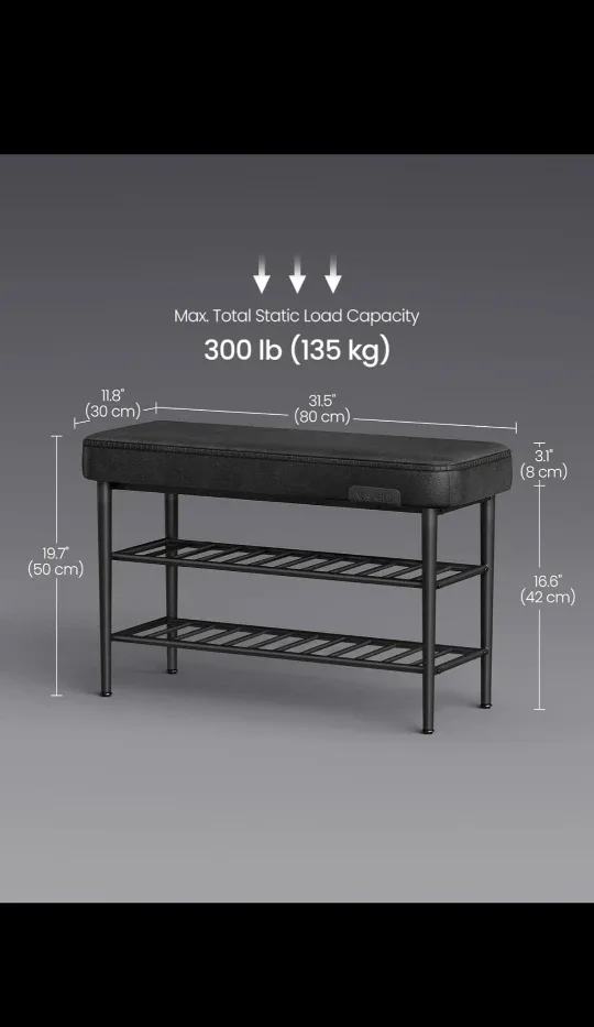 3-level 32' Black Leather Padded Bench Storage *new image indicator(5)