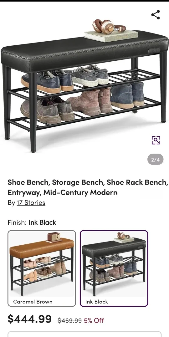 3-level 32' Black Leather Padded Bench Storage *new image indicator(6)