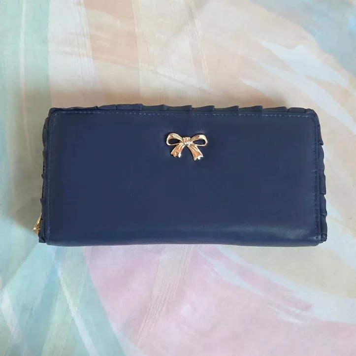 🆕Ruffle Navy Blue Long Wallet image indicator(2)