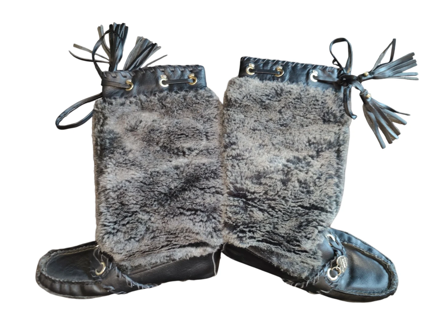 Women's Juicy Couture Moccasin Leather & Faux Fur Boots Size 6 - photo 2