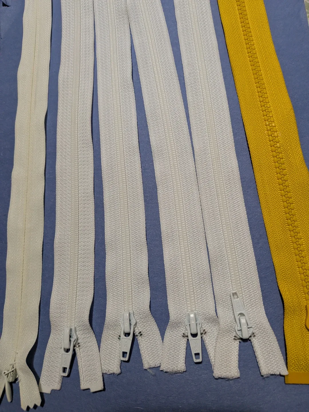 Six Assorted Zippers - White, cream & Yellow image indicator(2)