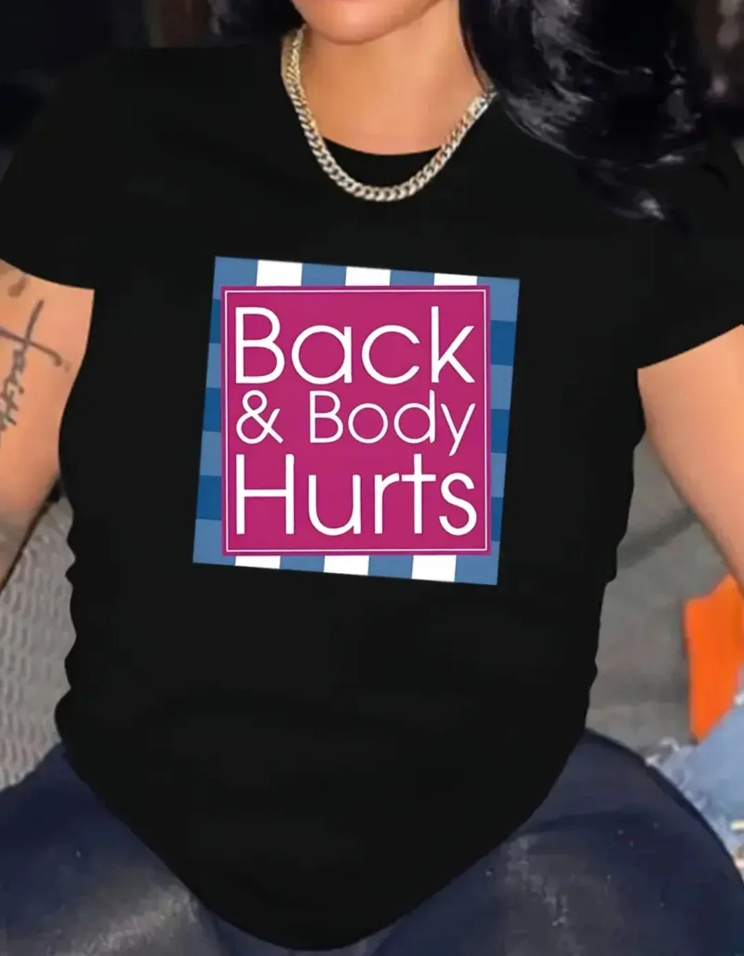 BNIB- Women's Funny "Back And Body Hurts" T-shirt SZ-2X image indicator(2)