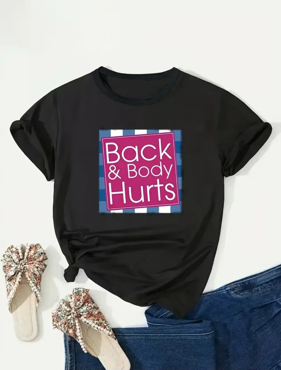 BNIB- Women's Funny "Back And Body Hurts" T-shirt SZ-2X image indicator(3)