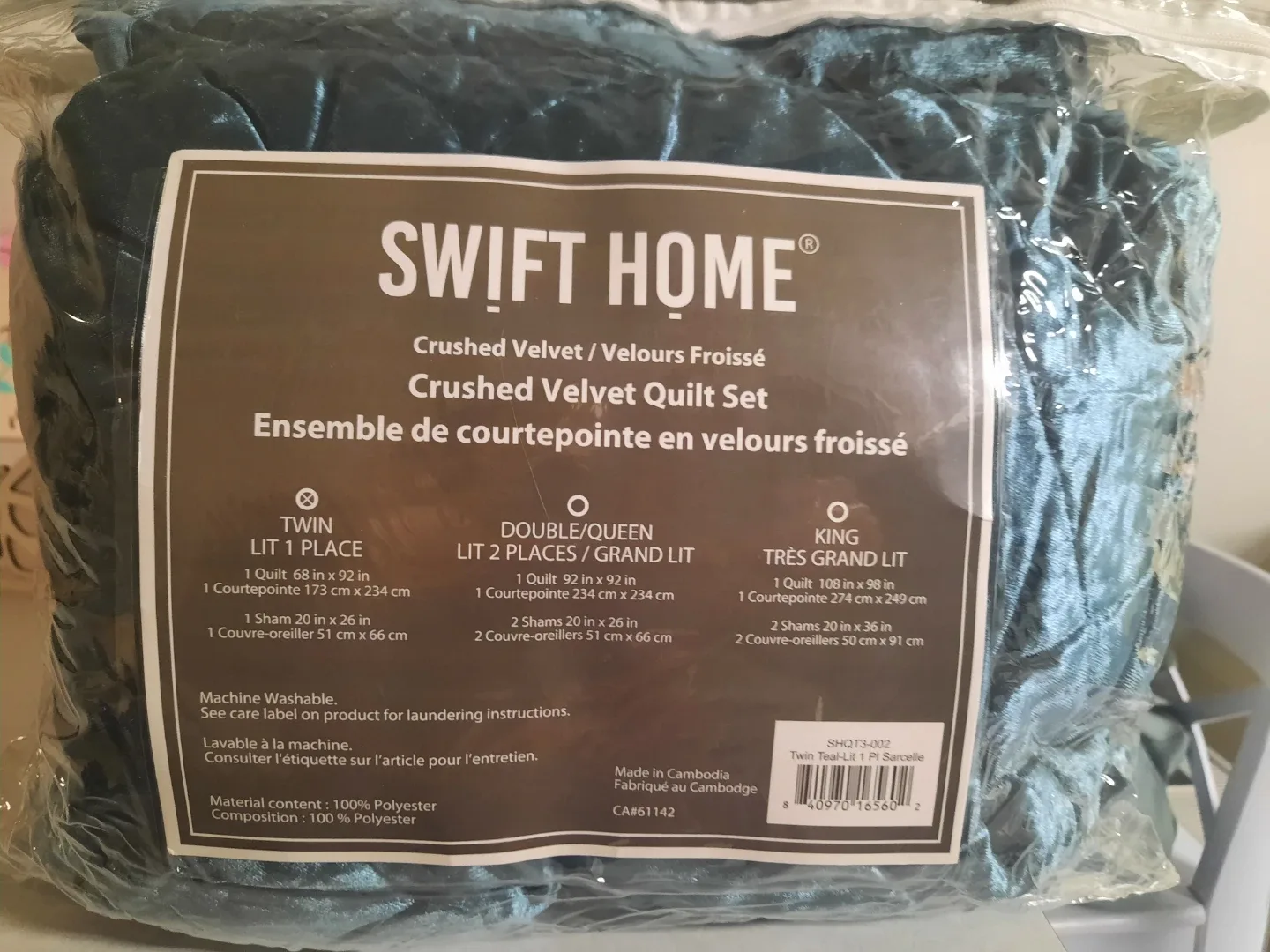 Swift Home Crushed Velvet Quilt Set - Twin image indicator(2)