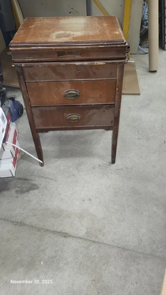 Vintage White Sewing Machine Cabinet
