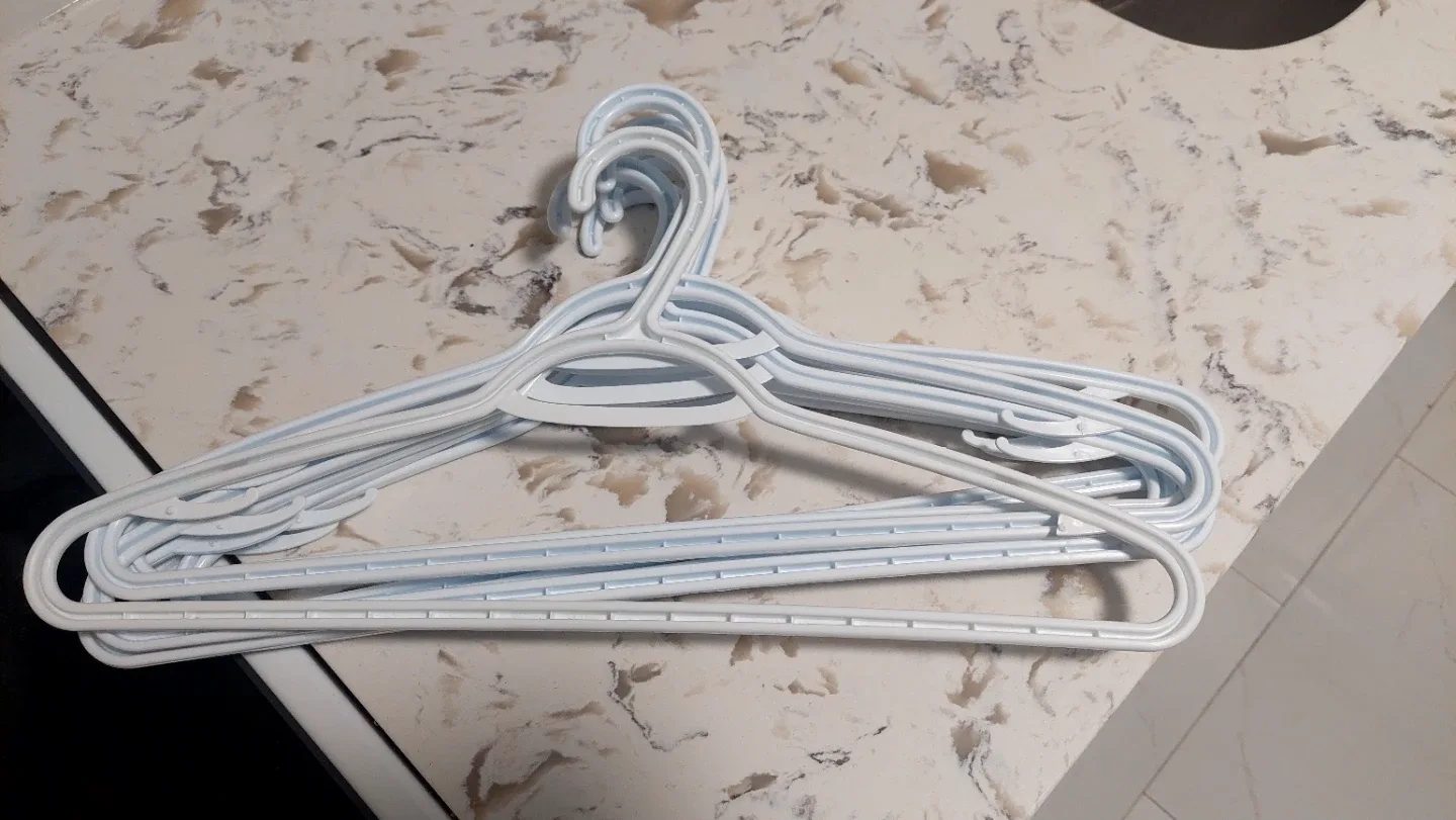 White Plastic Clothes Hangers - Set of 5+