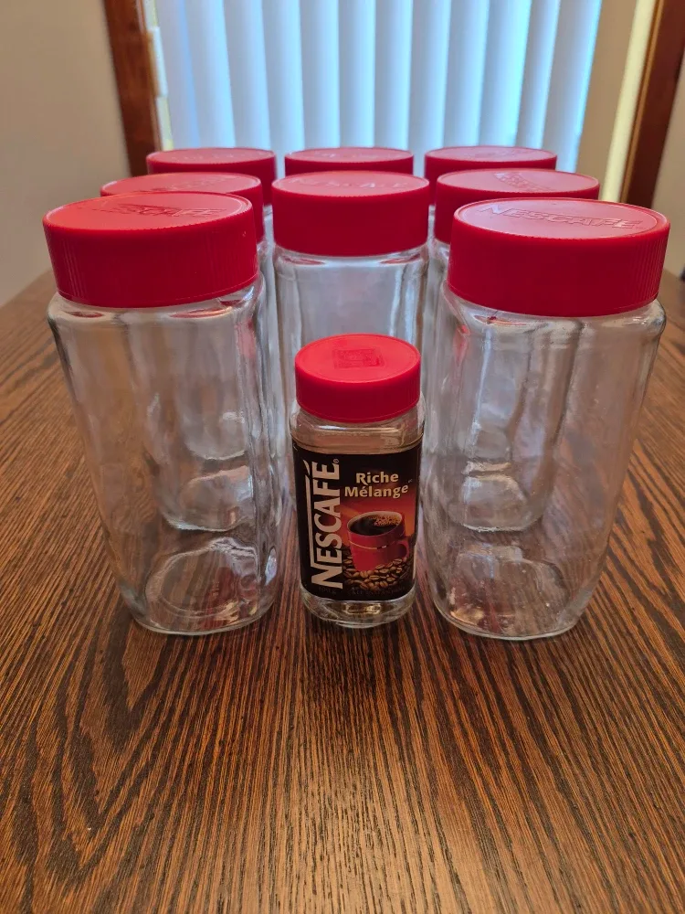Set of 8 Vintage Nescafe Jars (Large) ➕ Bonus Mini Jar image indicator(7)