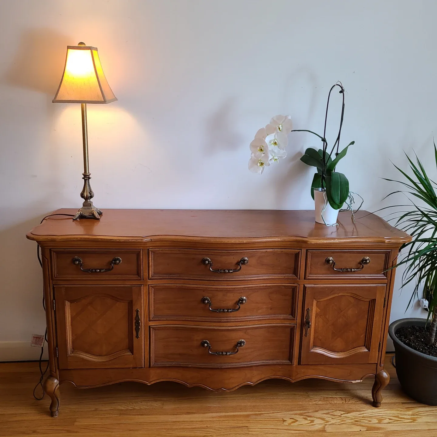 Vintage Wood Dresser with Drawers thumbnail