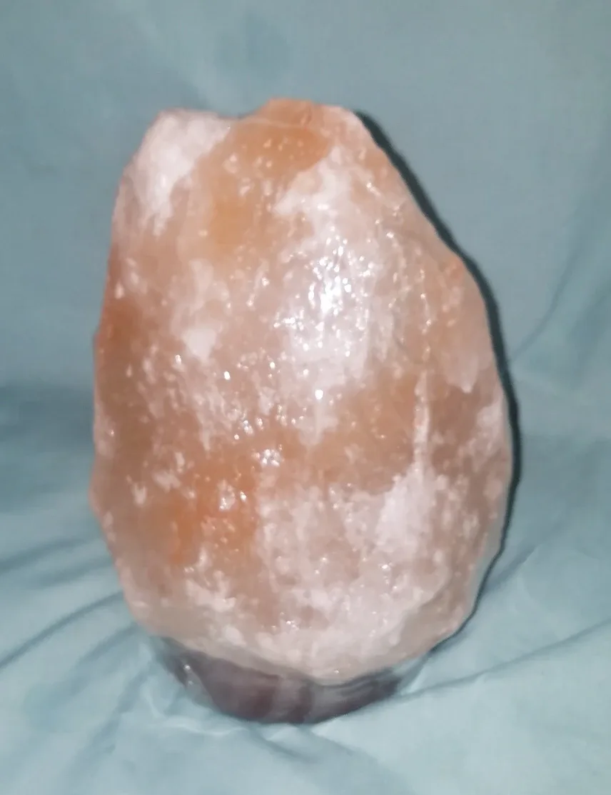 Himalayan Pink Salt Lamp Plain Wood Base w Cord and Bulb
