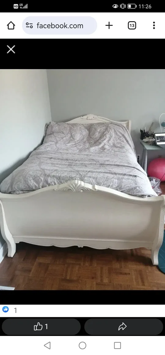 Double Size White Wood Bed Frame