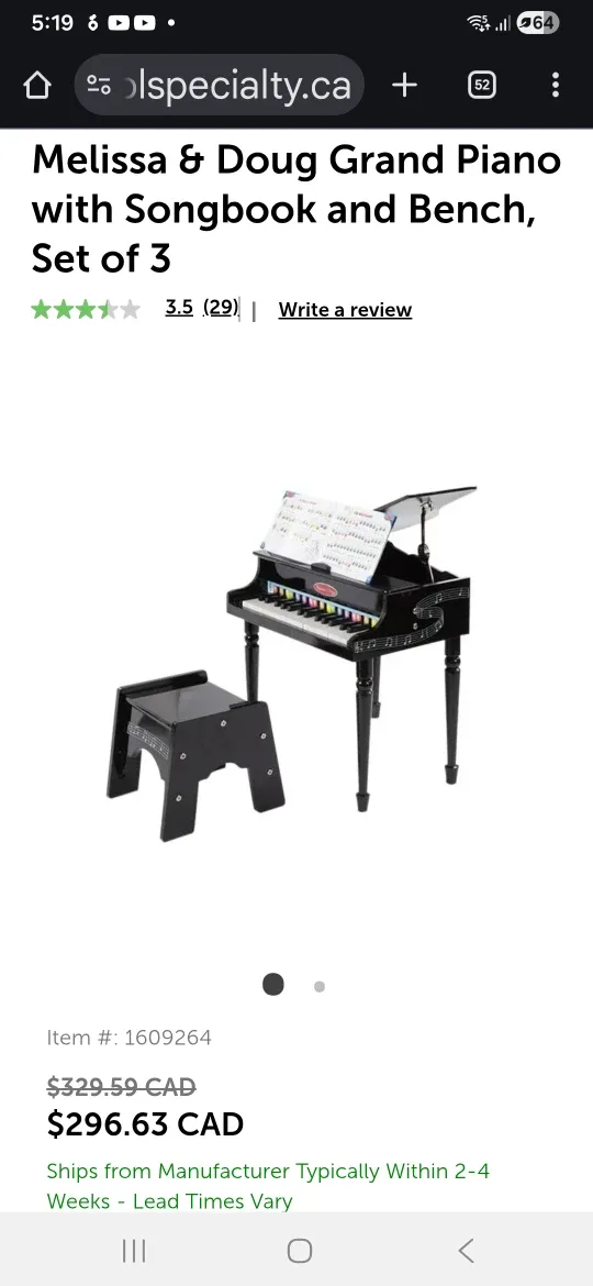 Melissa & Doug Black Toy Piano - FAST PICK UP! image indicator(6)