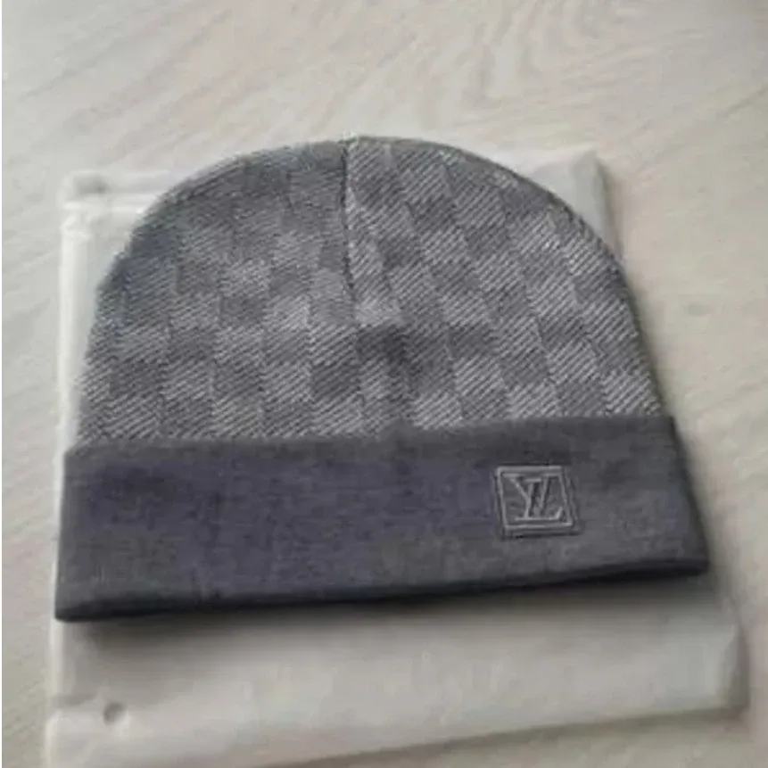 Louis Vuitton Grey Checkered Beanie