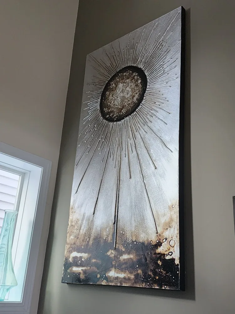 Decorative Sun Wall Art - Silver/Brown