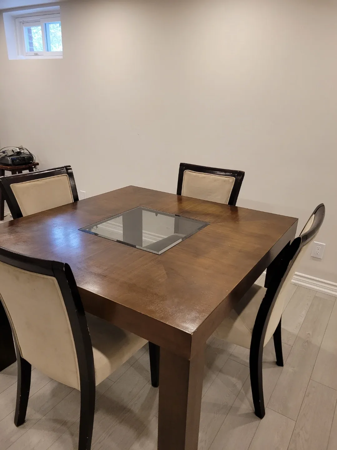 Wooden Dining Table with Glass Center image indicator(6)
