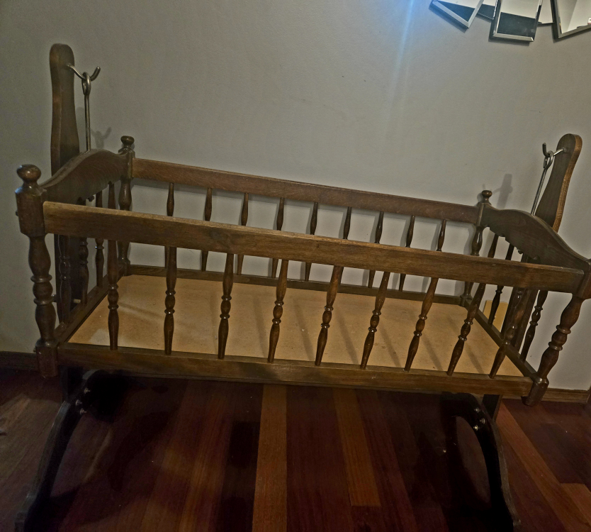 Vintage Wooden Baby Cradle